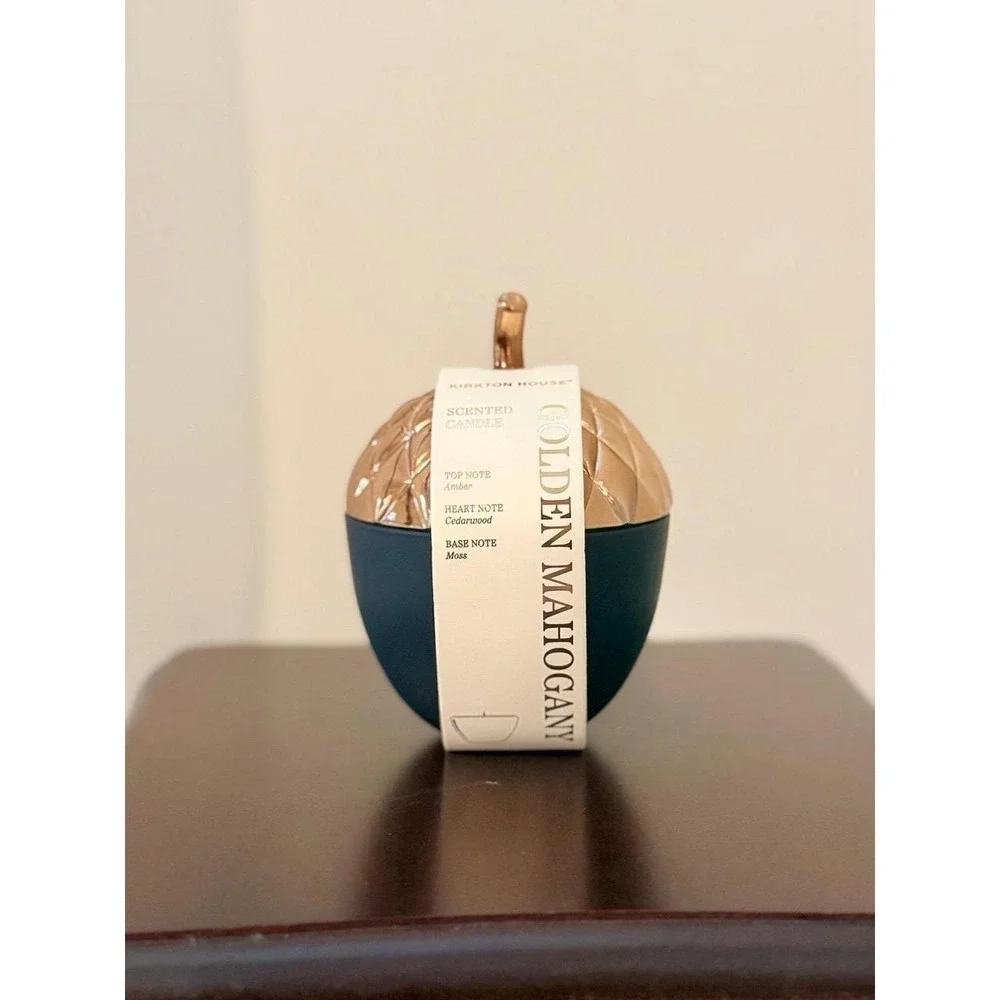 Gold & Matte Black Acorn Golden Mahogany Candle